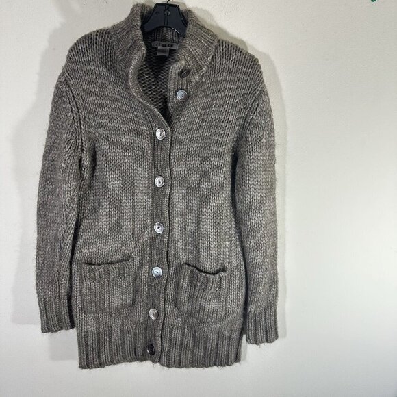 Jigsaw Womens Cardigan Chunky Knit Alpaca Wool Cozy Pockets Button Front Sz M/L - Picture 2 of 6